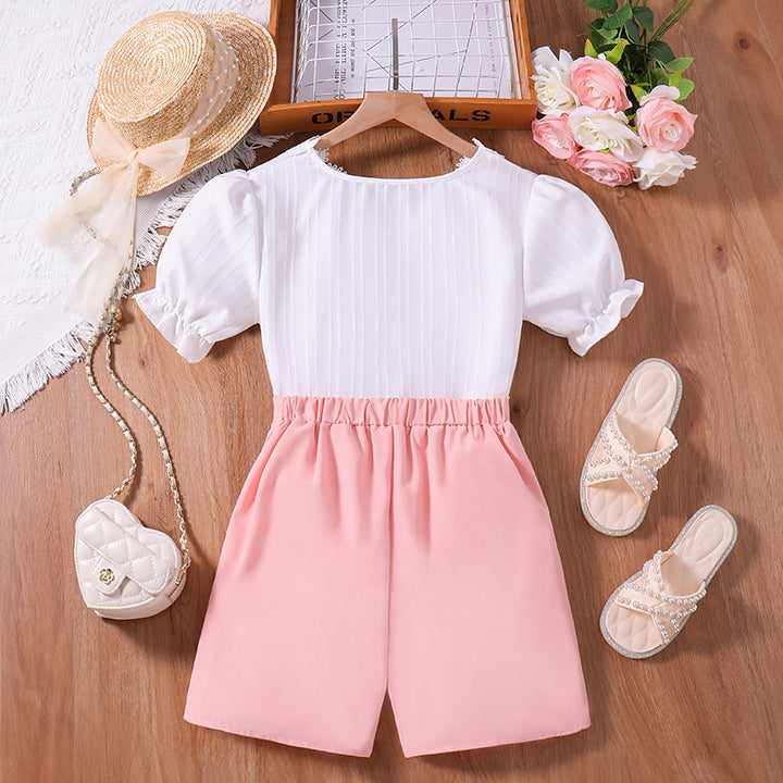 Girls White Top with Shorts