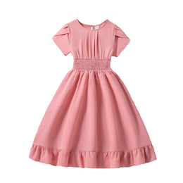 Girls Pink Round Neck Maxi Dress