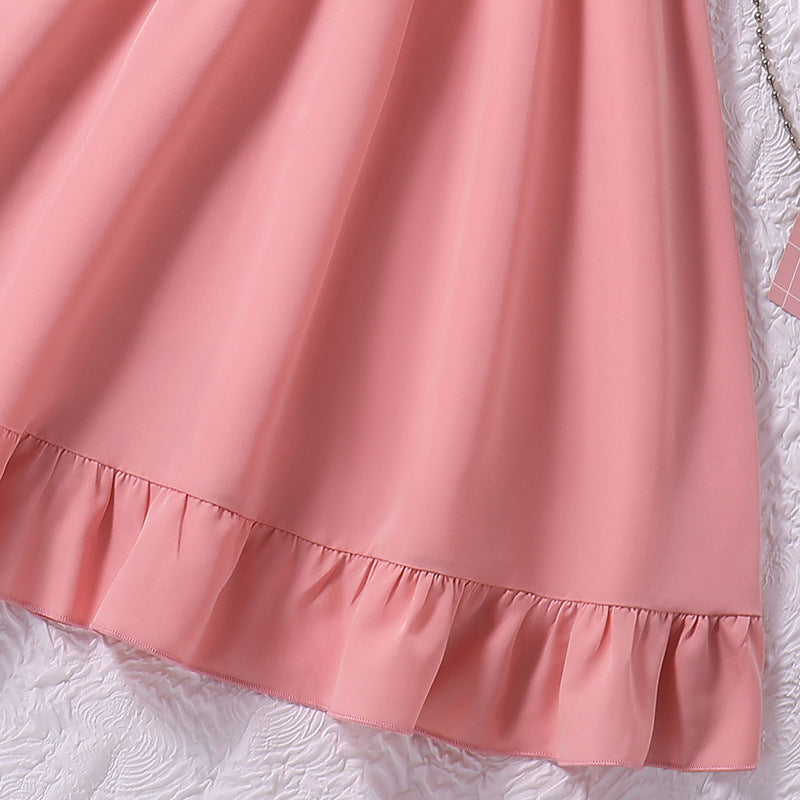 Girls Pink Round Neck Maxi Dress