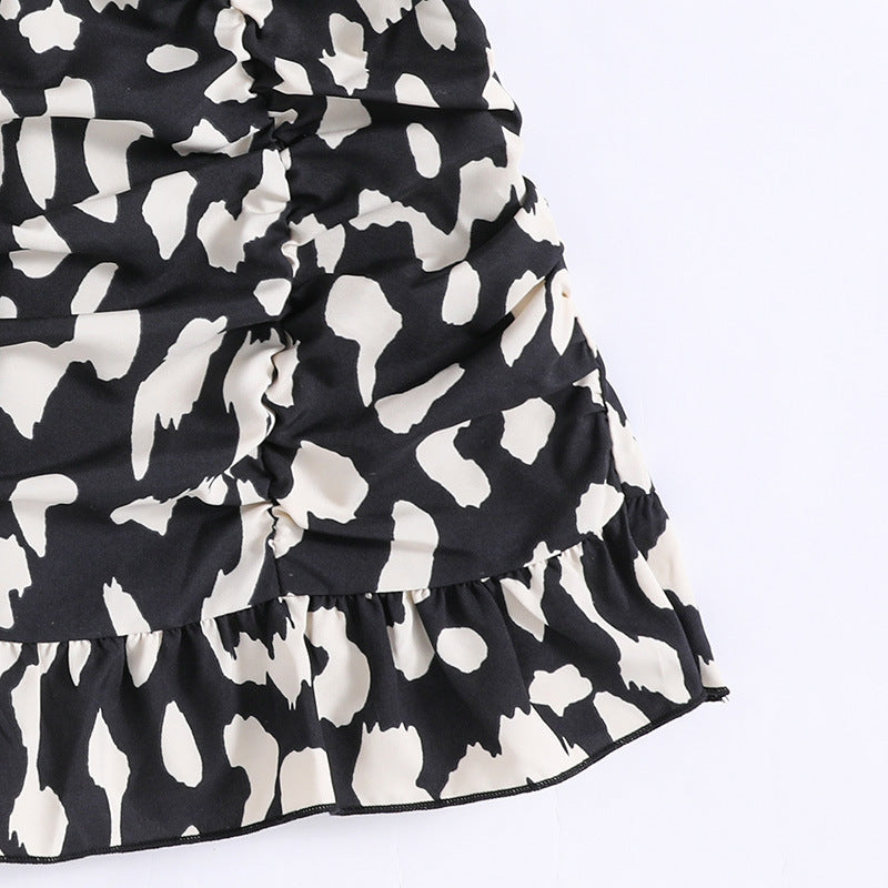 Girls Short Sleeves Printed Top with Skirt