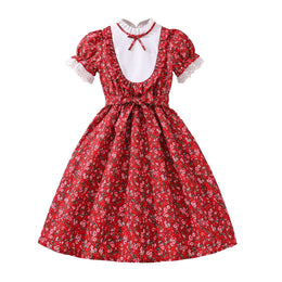 Girls Red Floral Print Maxi Dress