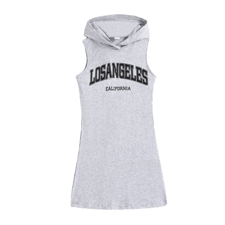 Girls Grey & Black Print T-shirt Dress