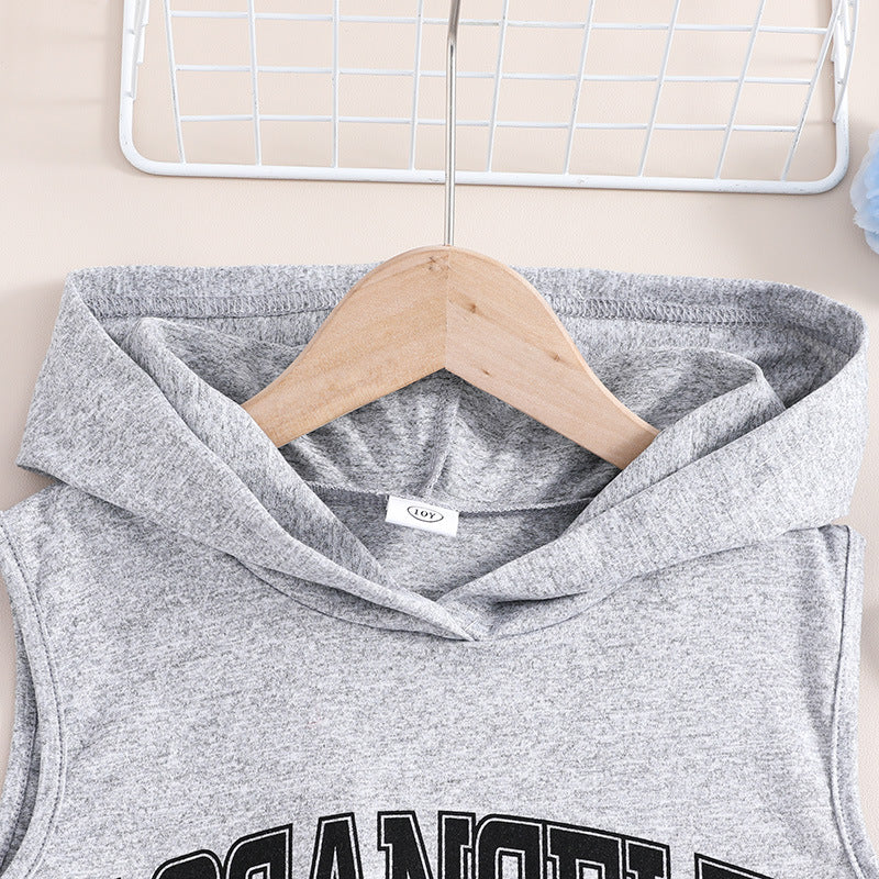 Girls Grey & Black Print T-shirt Dress