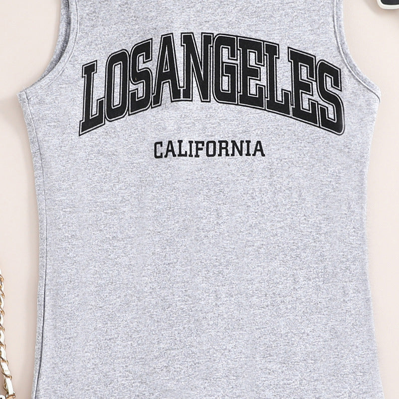Girls Grey & Black Print T-shirt Dress