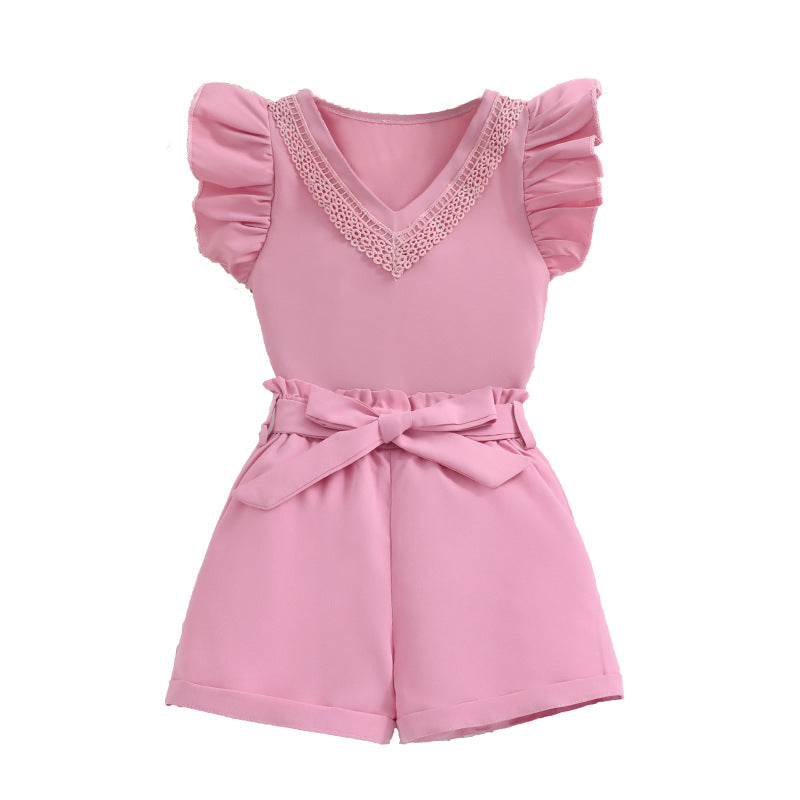 Girls Short Sleeves Top with Shorts