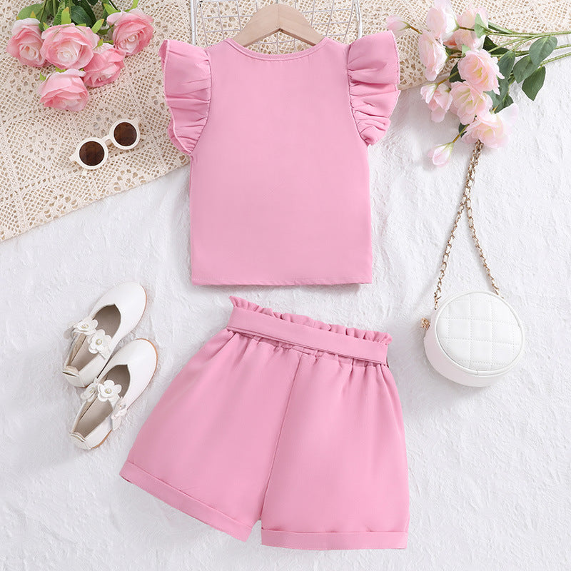 Girls Short Sleeves Top with Shorts