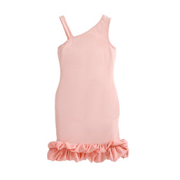 Girls Pink Ruffled Bodycon Dress