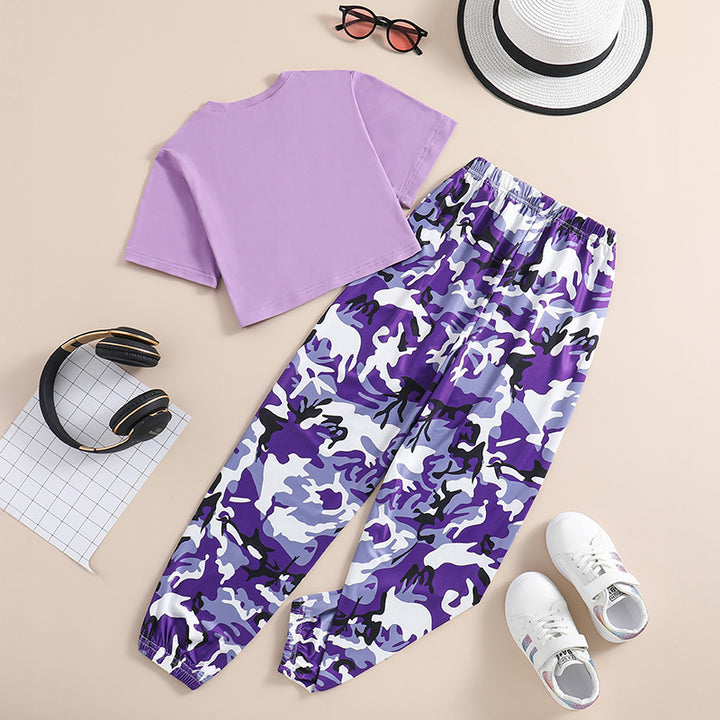 Girls Printed T-shirt with Pyjamas