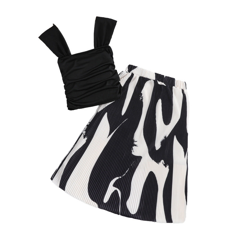 Girls Black Top with Skirt