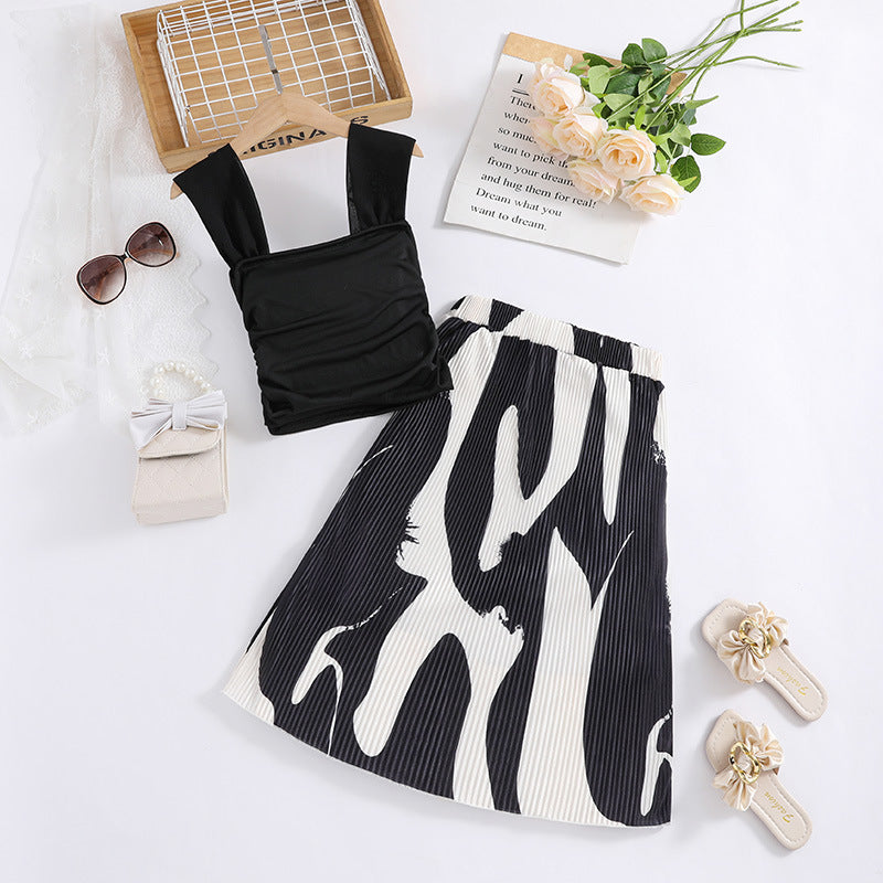 Girls Black Top with Skirt
