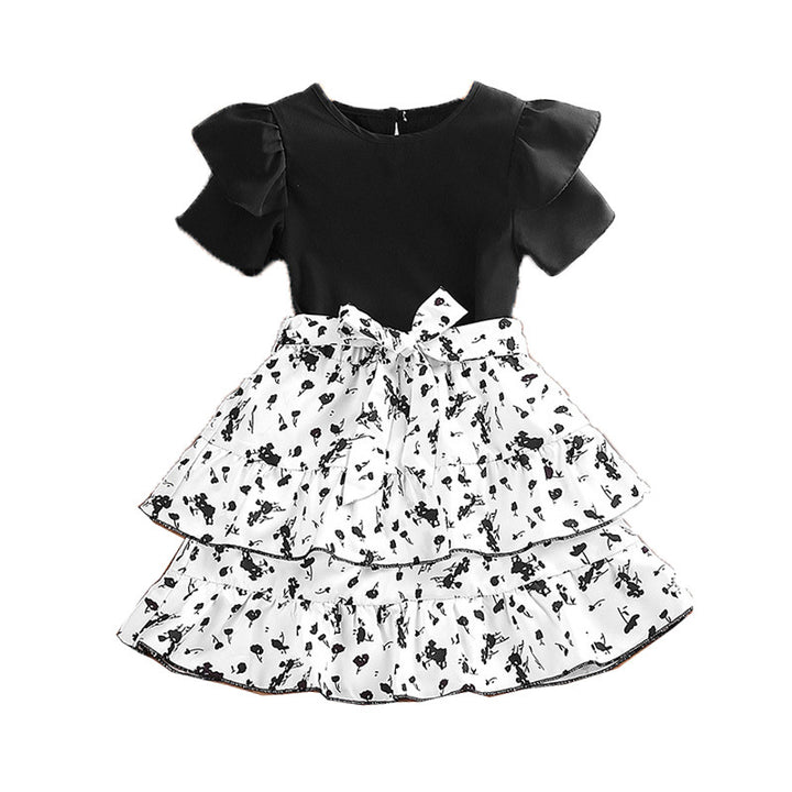 Girls Black & White Top With Skirt