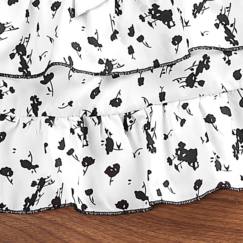 Girls Black & White Top With Skirt