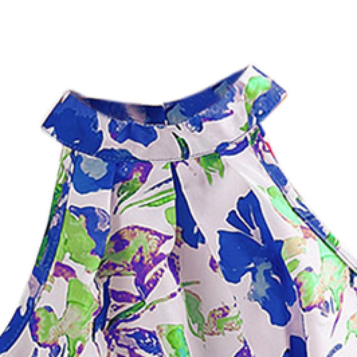 Girls Blue Floral Printed Top With Shorts