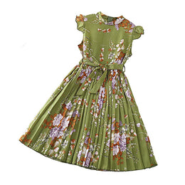 Floral Print Short Sleeves Mandarin Collar Maxi Dress