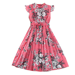 Girls Pink Floral Printed Maxi Dress