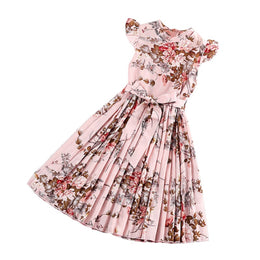 Girls Floral Printed Cap Sleeves Fit & Flare Maxi Dress
