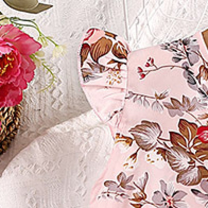 Girls Floral Printed Cap Sleeves Fit & Flare Maxi Dress