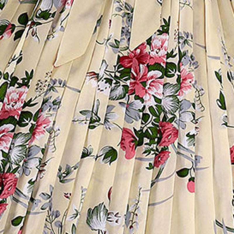 Floral Printed Cap Sleeves Fit & Flare Maxi Dress