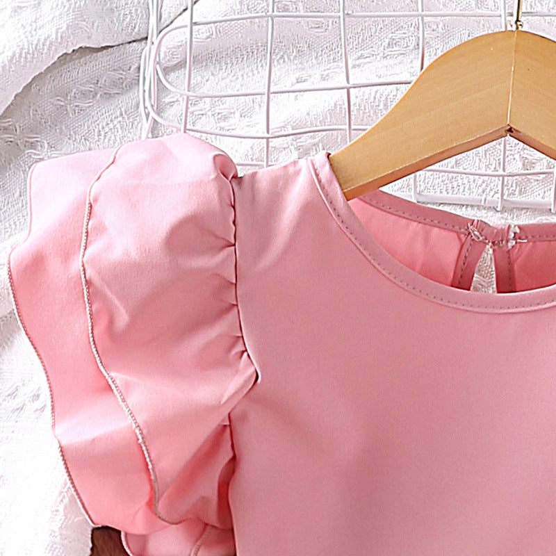 Girls Round Neck Top with Skirt