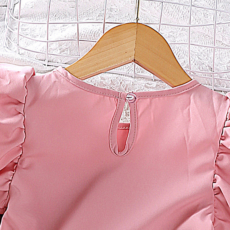 Girls Round Neck Top with Skirt