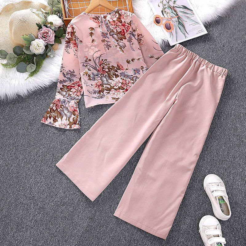 Girls Pink Printed Top with Palazzos