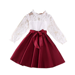 Girls Red Self Design Fit & Flare Dress