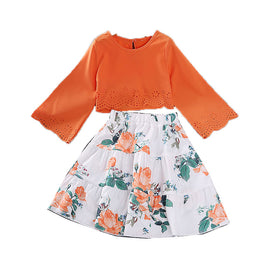 Girls Orange Top with Skirt