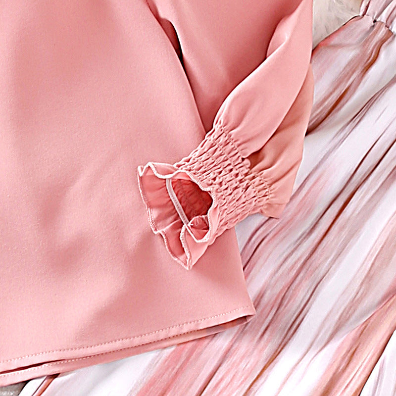 Girls Pink & White High Neck Top with Palazzos