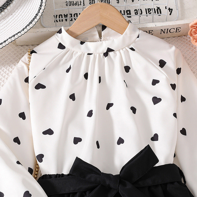 Girls Black Printed Top with Trousers