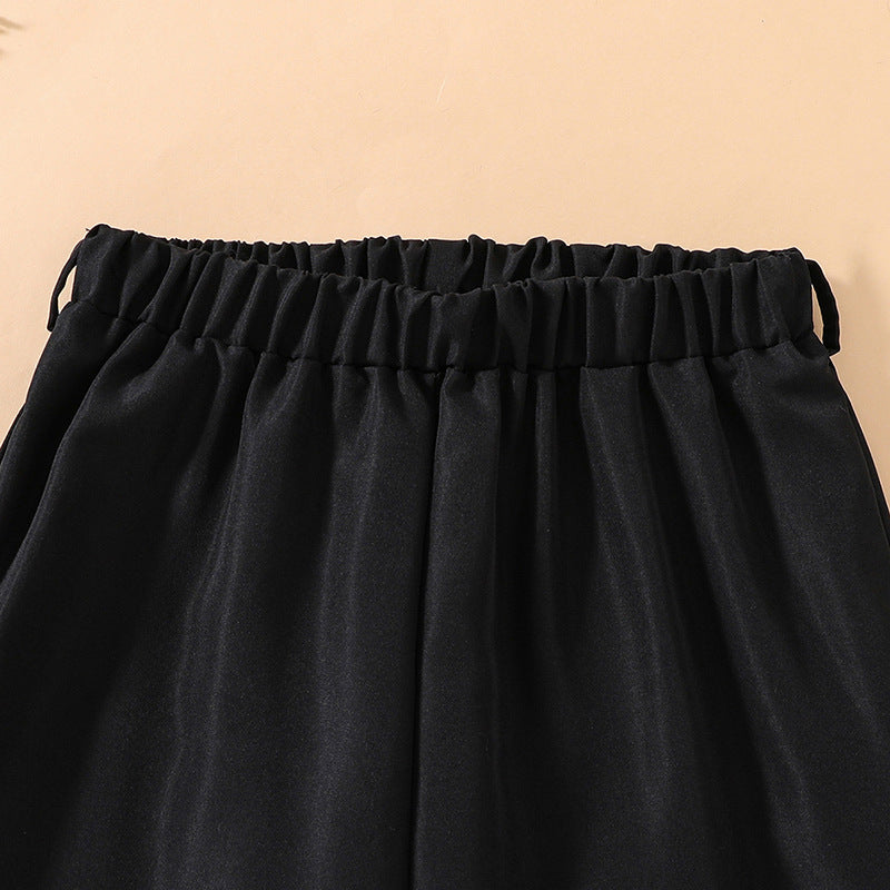 Girls Black Printed Top with Trousers