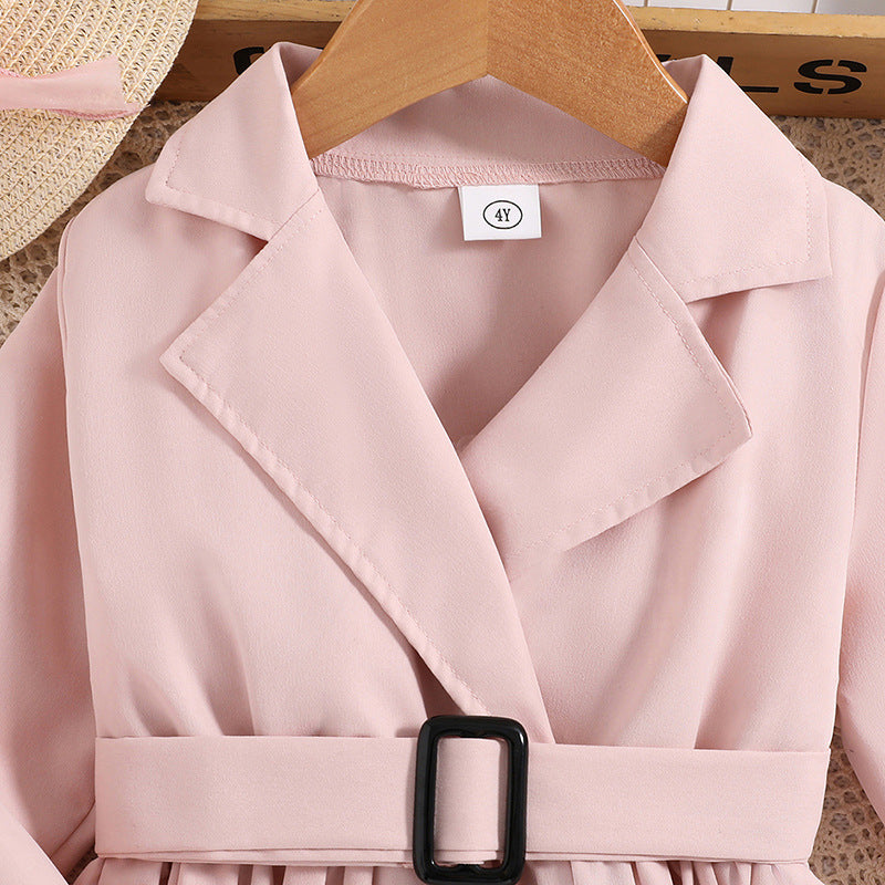 Pink Girls Long Sleeves Shirt Dress