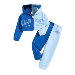 Girls Blue Colourblocked T-shirt with Trousers