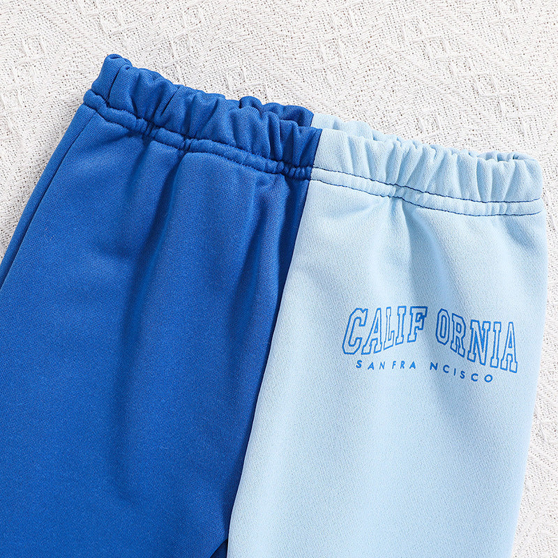 Girls Blue Colourblocked T-shirt with Trousers