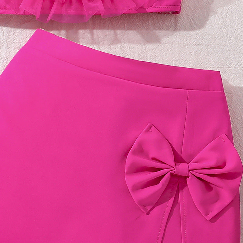 Solid Top and Skirt Set