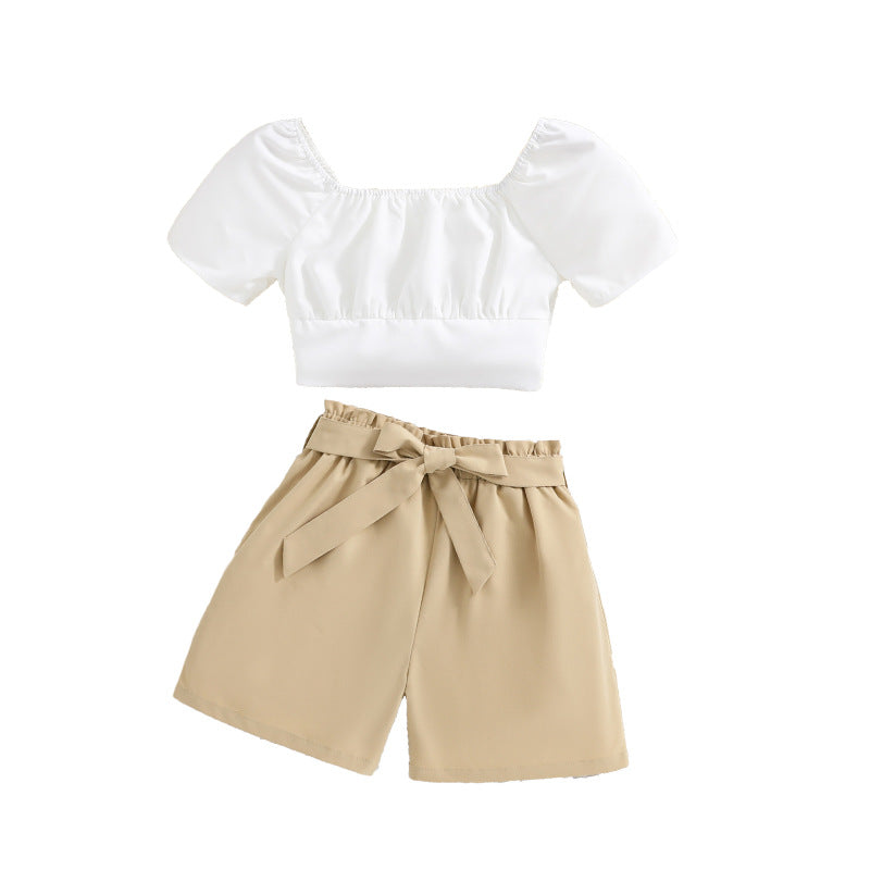 Girls White Top with Shorts