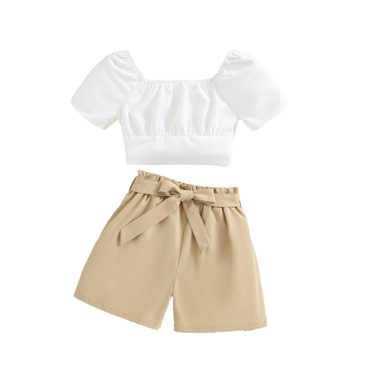 Girls White Top with Shorts