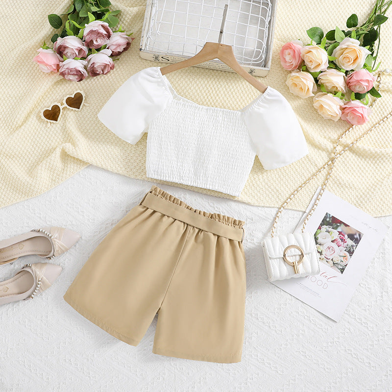 Girls White Top with Shorts