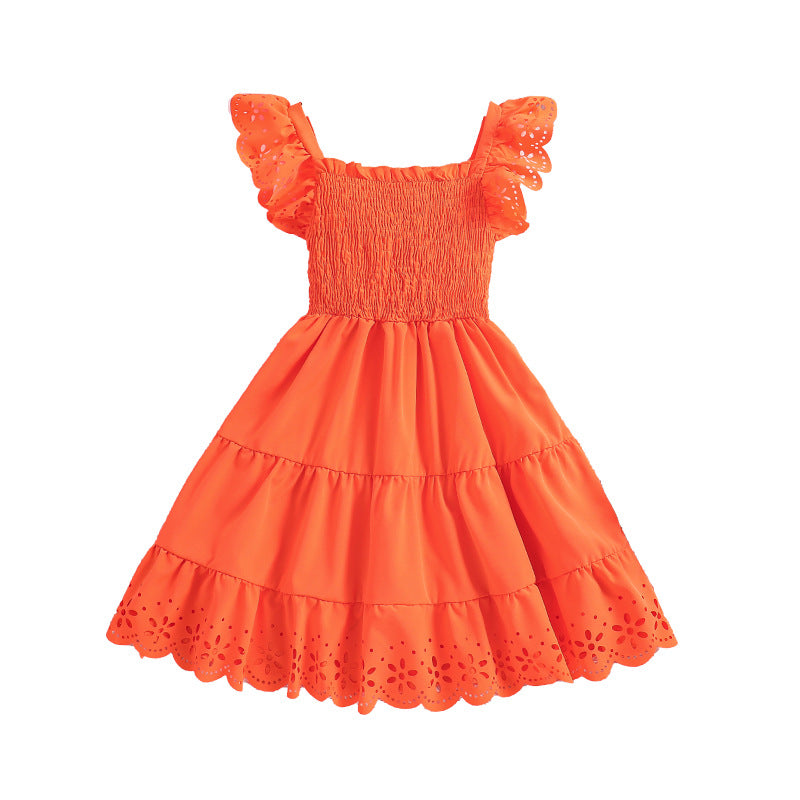 Orange Square Neck Fit & Flare Dress