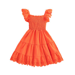Orange Square Neck Fit & Flare Dress