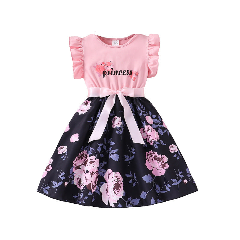 Floral Printed Flutter Sleeves Fit & Flare Dress