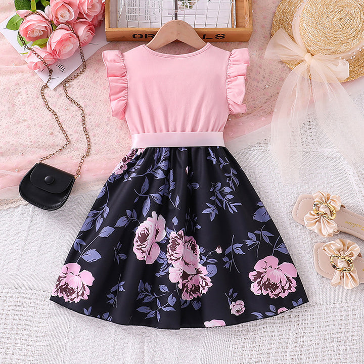 Floral Printed Flutter Sleeves Fit & Flare Dress