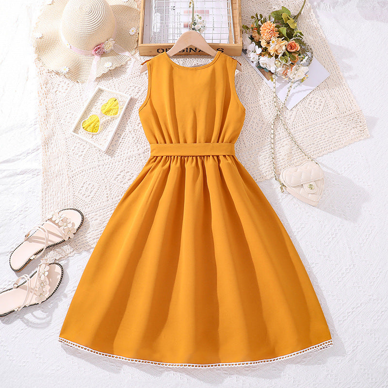 Girls Yellow Maxi Midi Dress