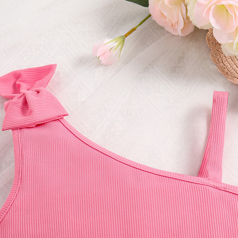 Girls Pink & White Top with Skirt