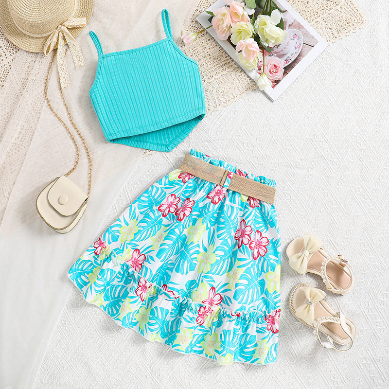 Girls Blue Top with Skirt