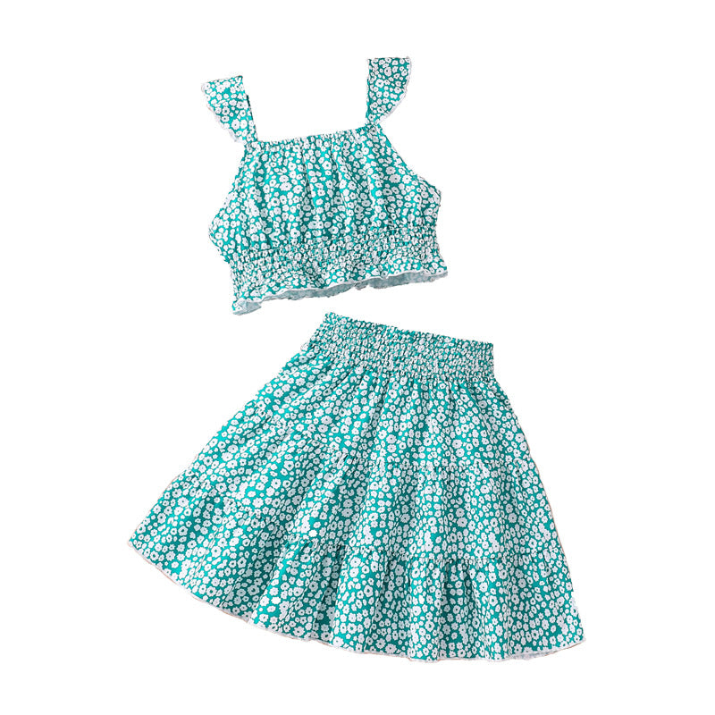 Girls Printed Top with Skirt