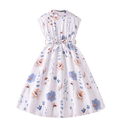 Girls Floral Printed Extended Sleeves Fit & Flare Maxi Dress