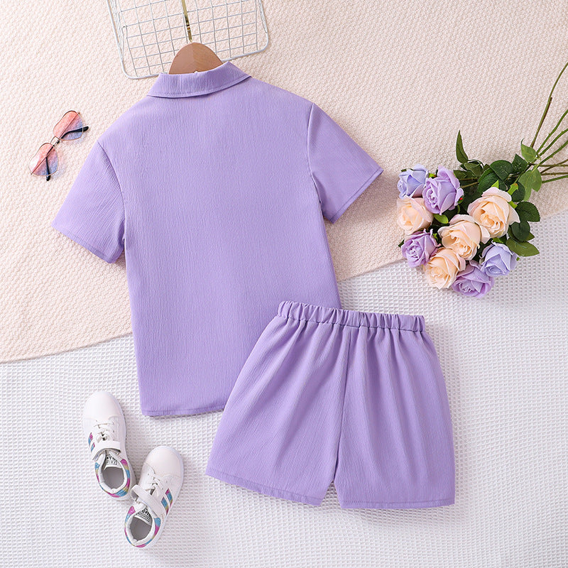 Girls Short Sleeves Shirt With Shorts