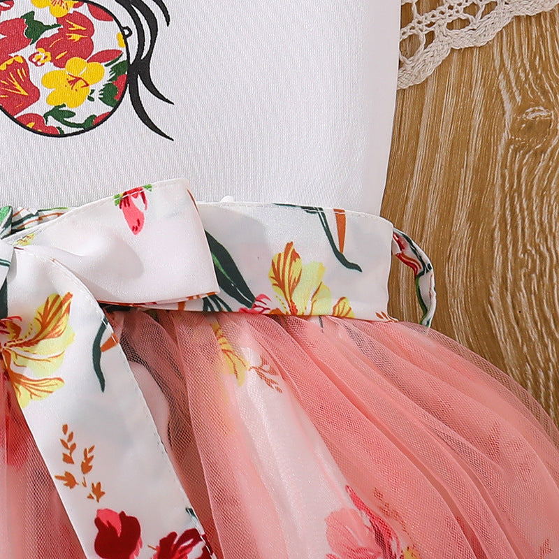 Girls Printed Top With Skirt