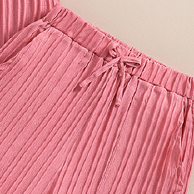 Girls Striped Shirt Collar Shirt With Short