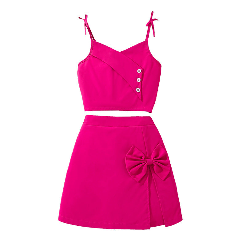 Girls Shoulder Straps Top With Shorts